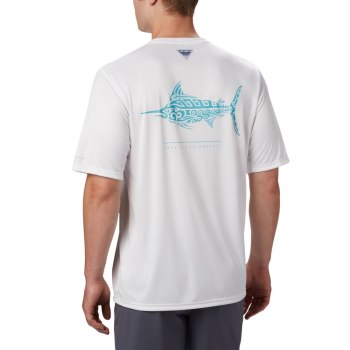 Columbia PFG Terminal Tackle Tribal Fish Short Sleeve, Camiseta Blancos Para Hombre | 128593-XNR